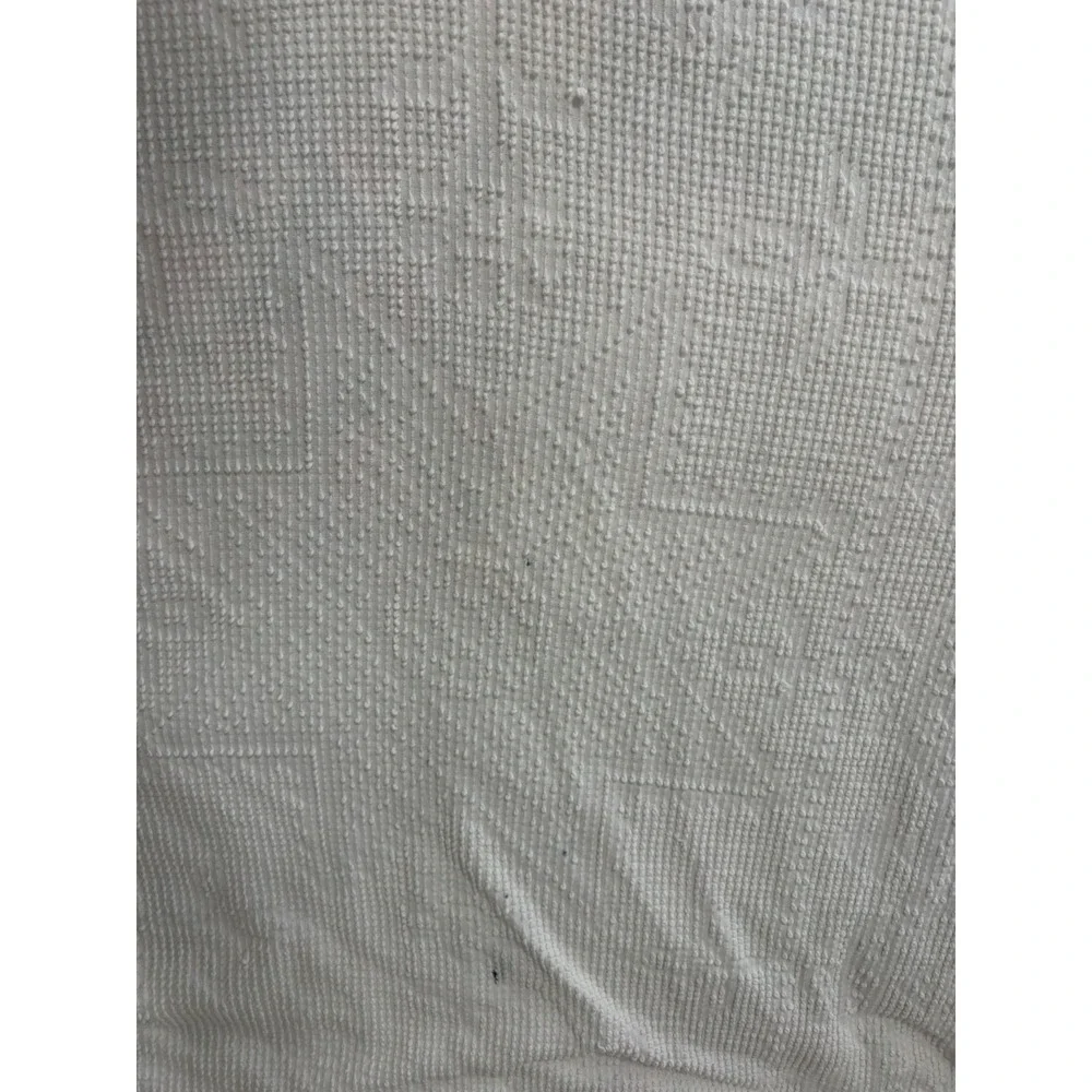 Vintage White Hobnail Chenille Medallion Full Queen Bedspread CUTTER DAMAGE